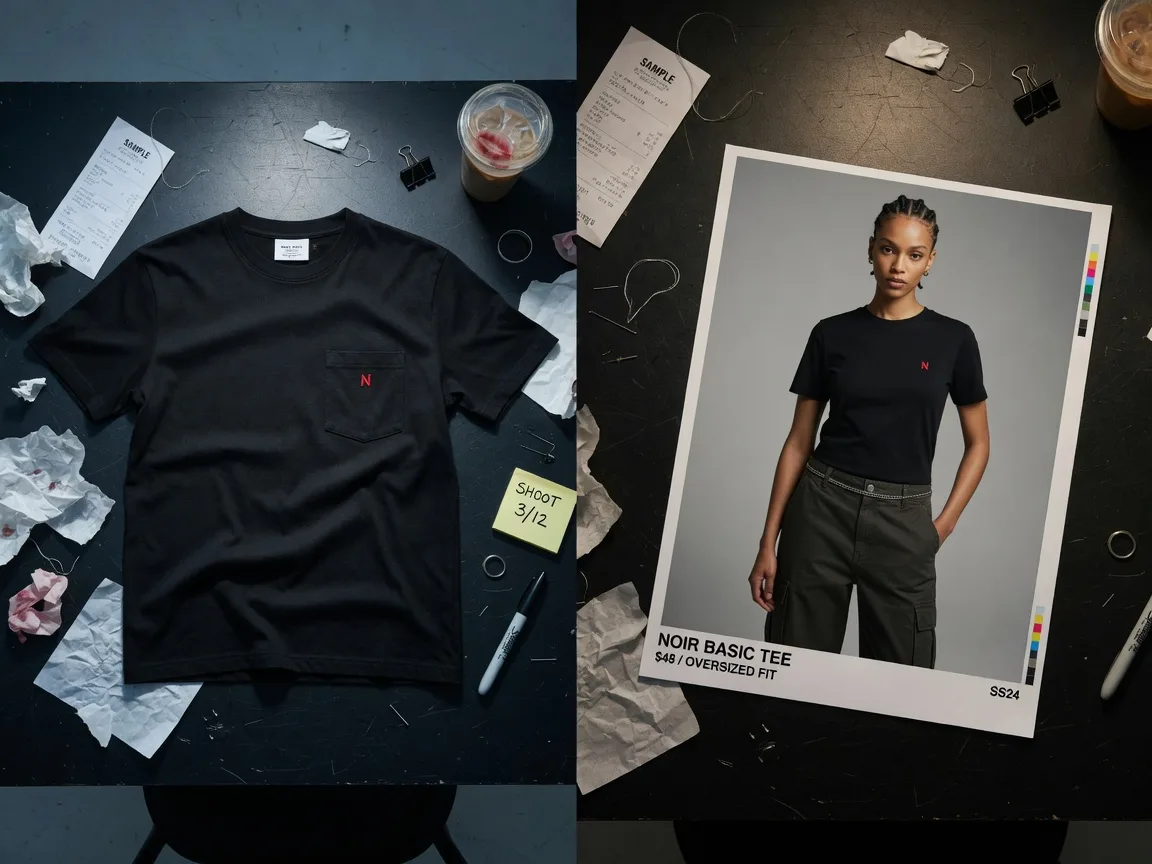 服装平铺图与模特上身效果图对比
