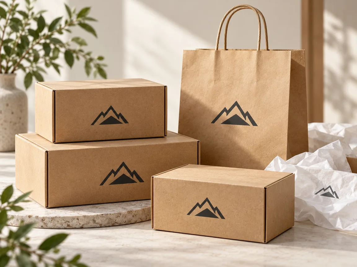 Unbranded blank kraft boxes, pouches and jars