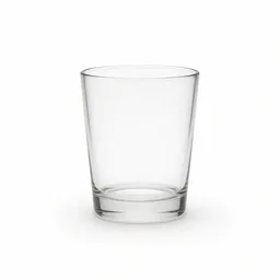 Clear glass tumbler on a pure white background