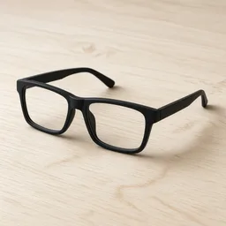 Unbranded black acetate glasses on a light desk