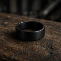 Unbranded black brushed men’s band on an old workbench
