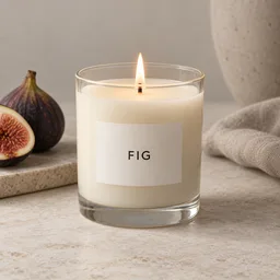 一只印着 FIG 字样的无品牌香薰蜡烛