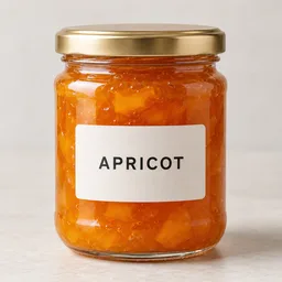一罐印着 APRICOT 字样的无品牌果酱