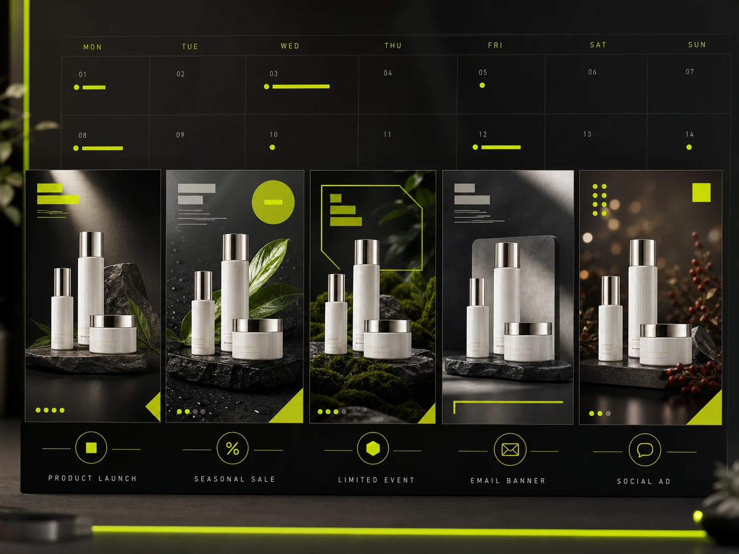Multiple ecommerce campaign poster directions from one product image