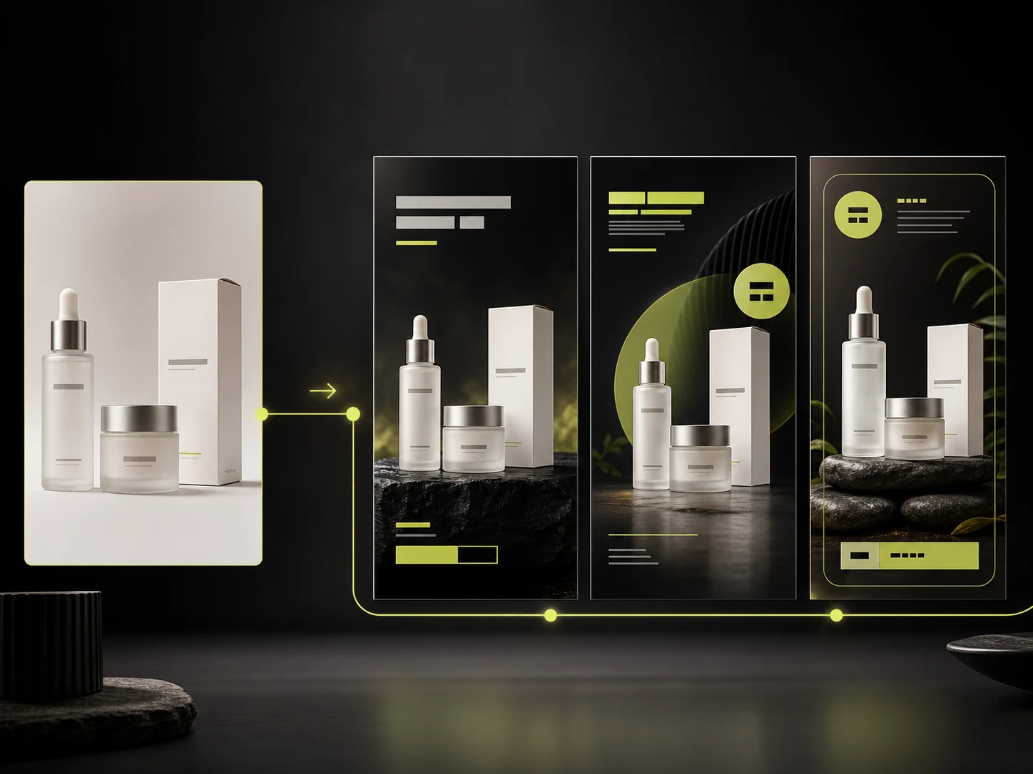 Ecommerce campaign poster variations generated from one product upload