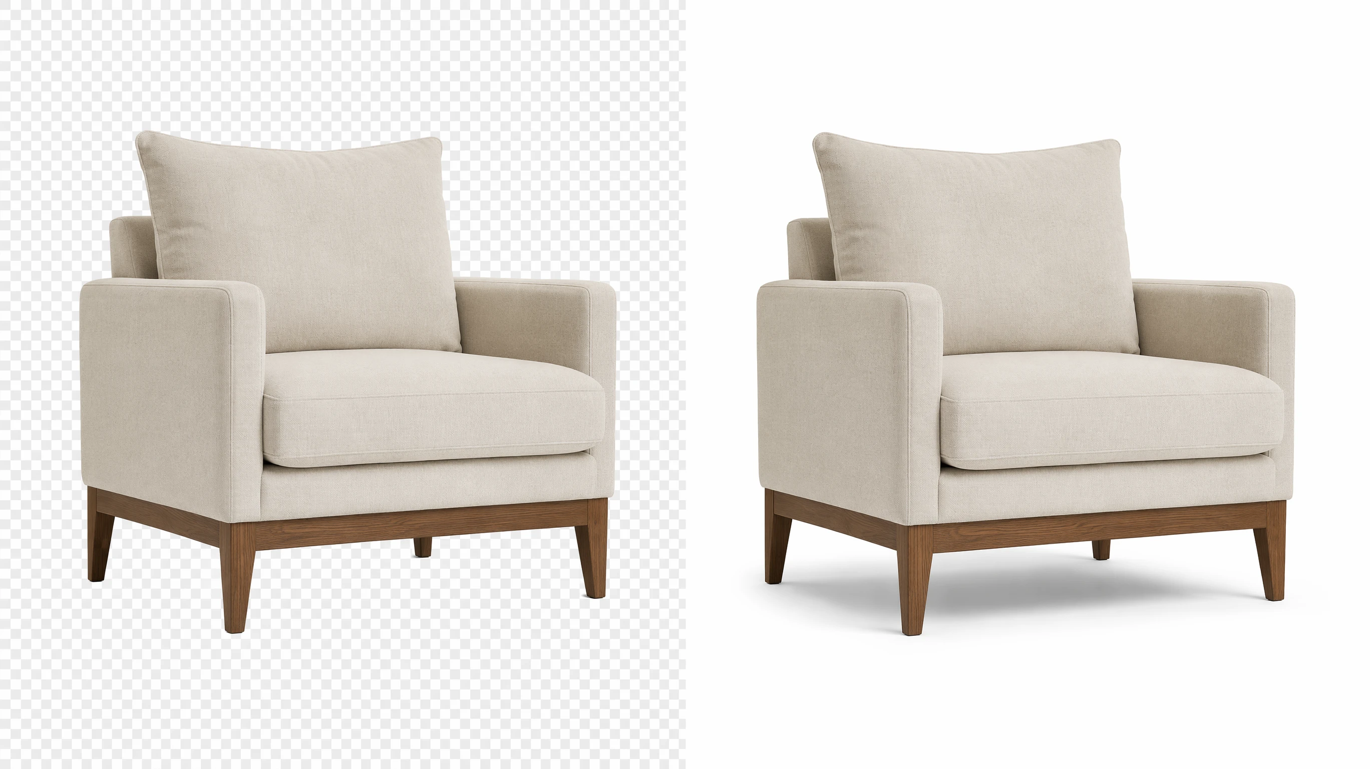 White background product photo compared with a simple cutout